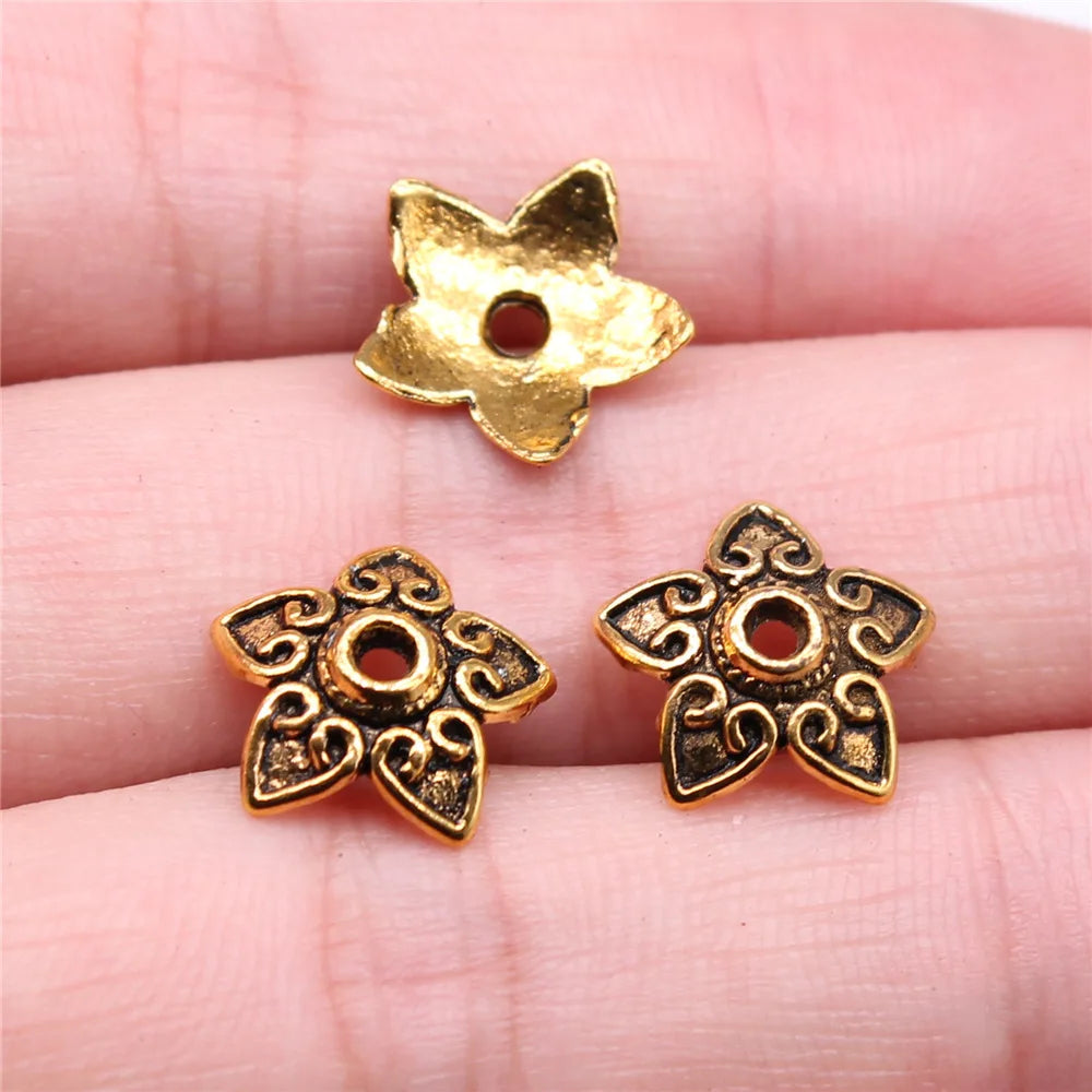 13x13x3mm 0.5g Multi-Color Zinc Alloy Flower Bead Caps for DIY Bracelet Necklace Jewelry Making