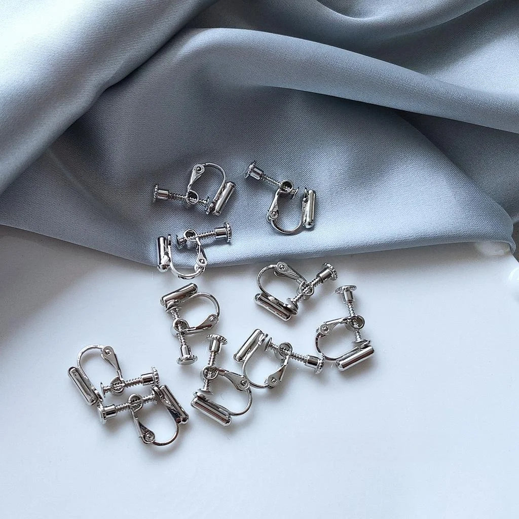 Metal Screw Ear Clip Converters For Drop Earrings, Geometric No-Piercing Earring Adapters