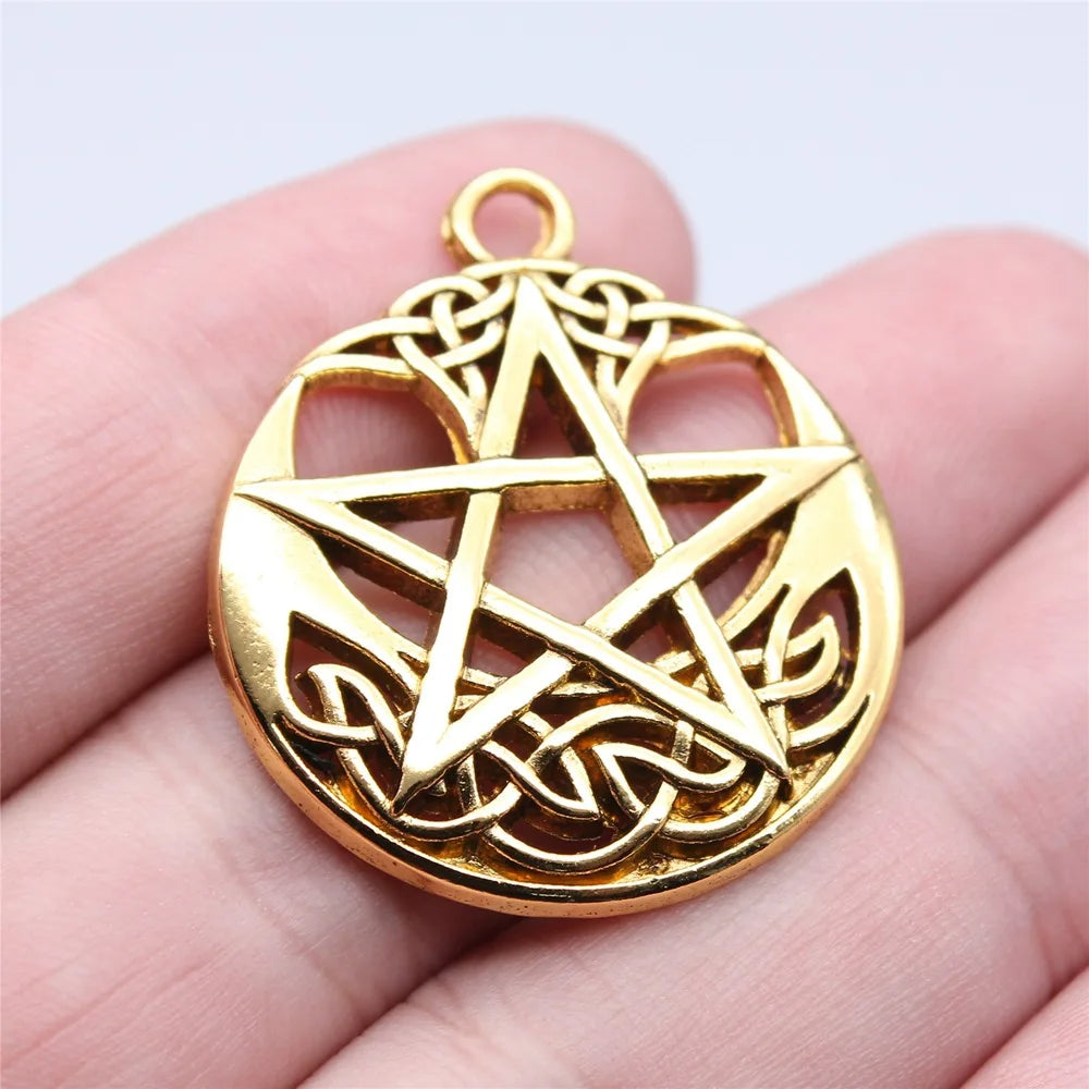 30x35mm 5.7g Zinc Alloy Witchcraft Five Point Star Charm Pendant for Gothic Necklace Bracelet DIY