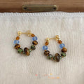 Handmade Vintage Ethnic Tiger Eye Stone Glass Crystal Beaded Geometric Drop Earrings