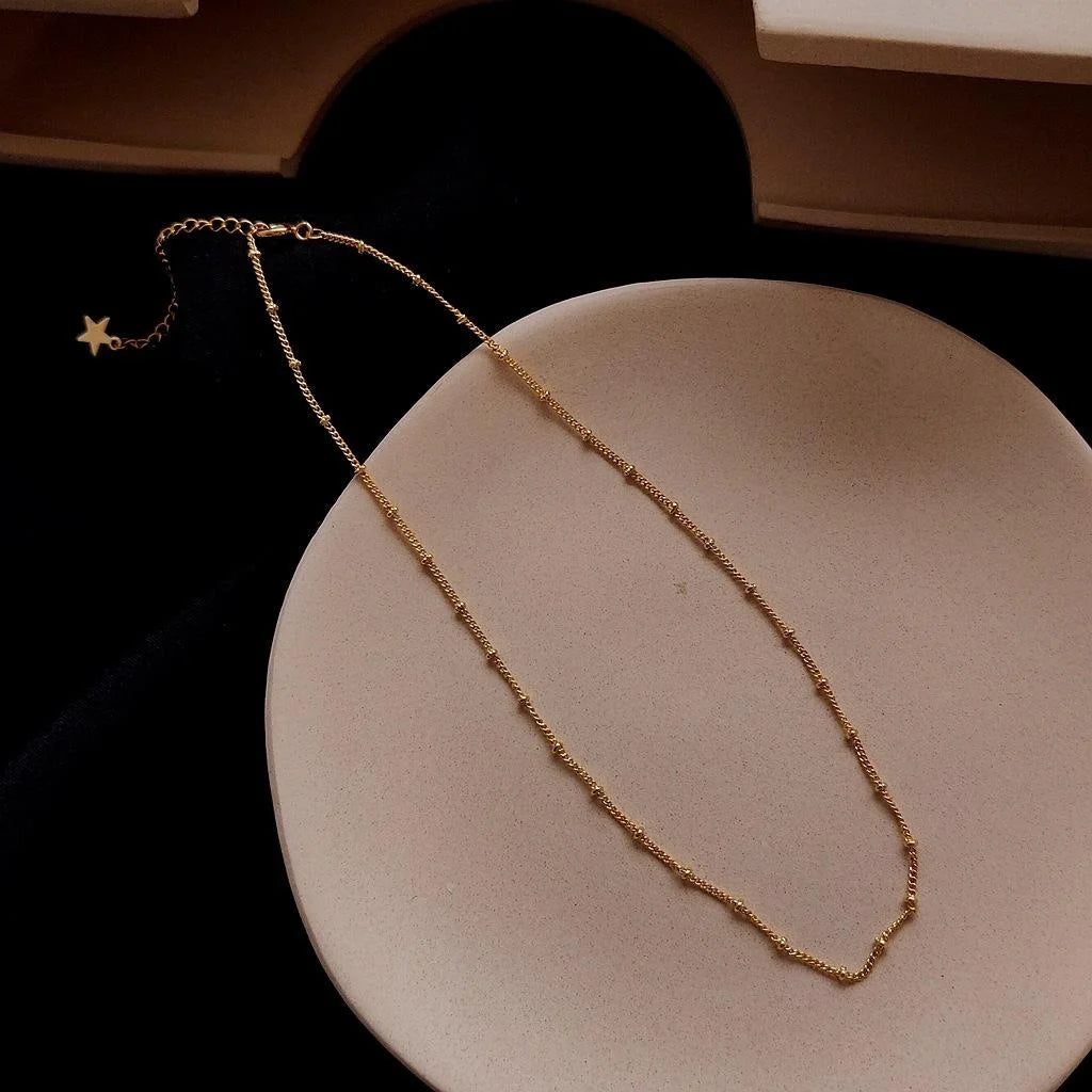 14K Gold Plated Copper Geometric Chain Necklace Korean Minimalist Clavicle Choker