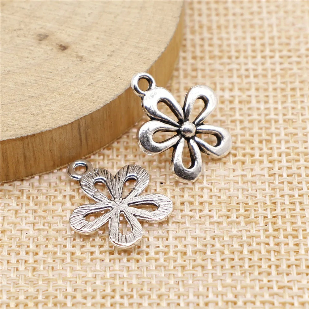 18x15mm 0.9g Antique Silver Zinc Alloy Chrysanthemum Flower Charm Pendant for DIY Jewelry Making