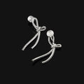 Elegant Zircon Bowknot Long Tassel Stud & Clip On No Piercing Spiral Back Statement Earrings