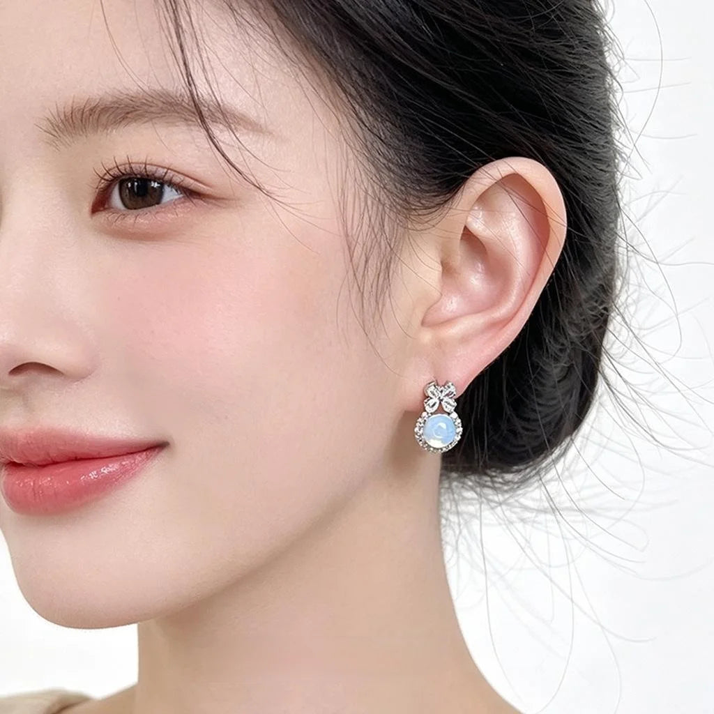 Eco-Friendly Copper Zircon Butterfly Flower Stud Earrings Sweet Light Luxury Geometric Jewelry