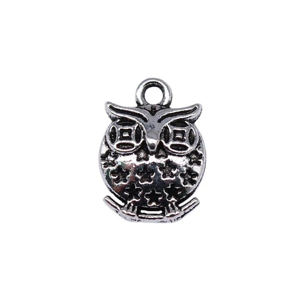13x9mm 1.1g Antique Silver Zinc Alloy Owl Cat Charm Pendant for DIY Necklace Bracelet Jewelry Making