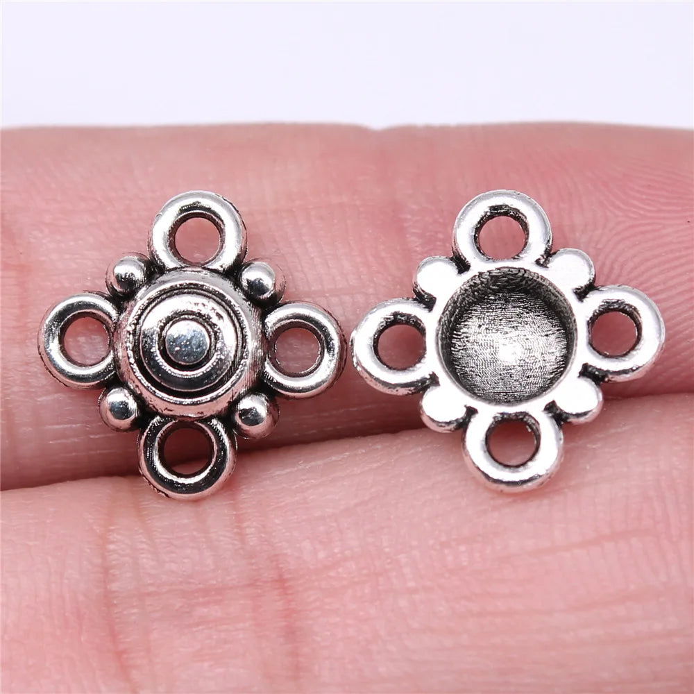 15x15mm 1g Multicolor Zinc Alloy Four-Hole Connector Charm Pendant for DIY Bracelet Jewelry Making