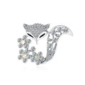 Elegant Fox Alloy Enamel Rhinestone Brooch, Sparkling Animal Lapel Pin Corsage For Suits And Gifts