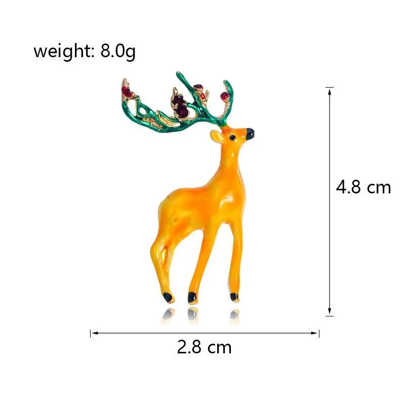 Cute Christmas Reindeer Enamel Alloy Brooch For Women, Creative Lapel Pin Corsage Suit Accessory Gift