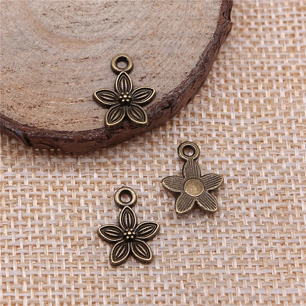 11x11mm 0.6g Multi Color Zinc Alloy Small Flower Charm Pendant for DIY Earrings Bracelet Making