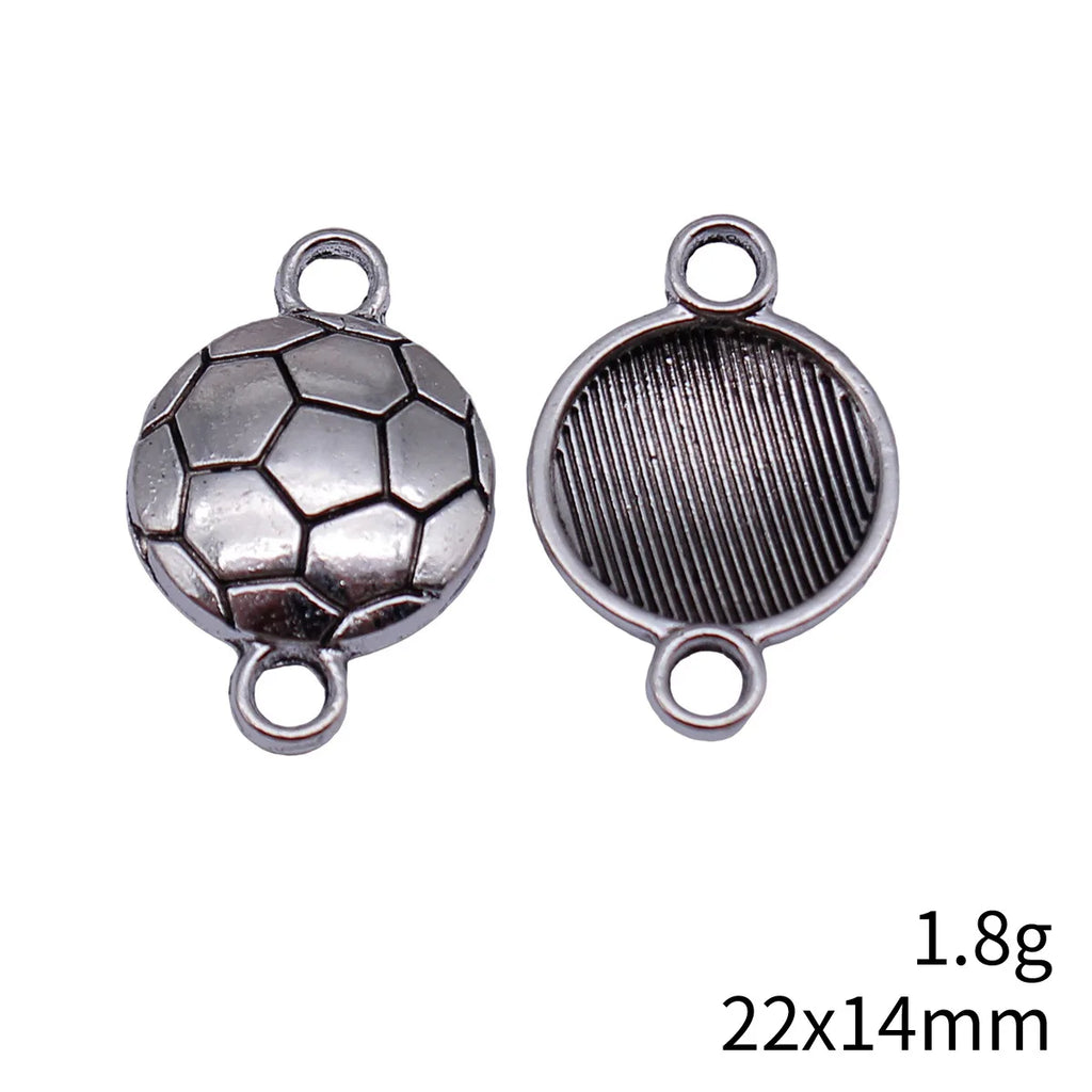 22x14mm 1.8g Antique Silver Zinc Alloy Soccer Ball Connector Charm for DIY Bracelet Necklace Jewelry