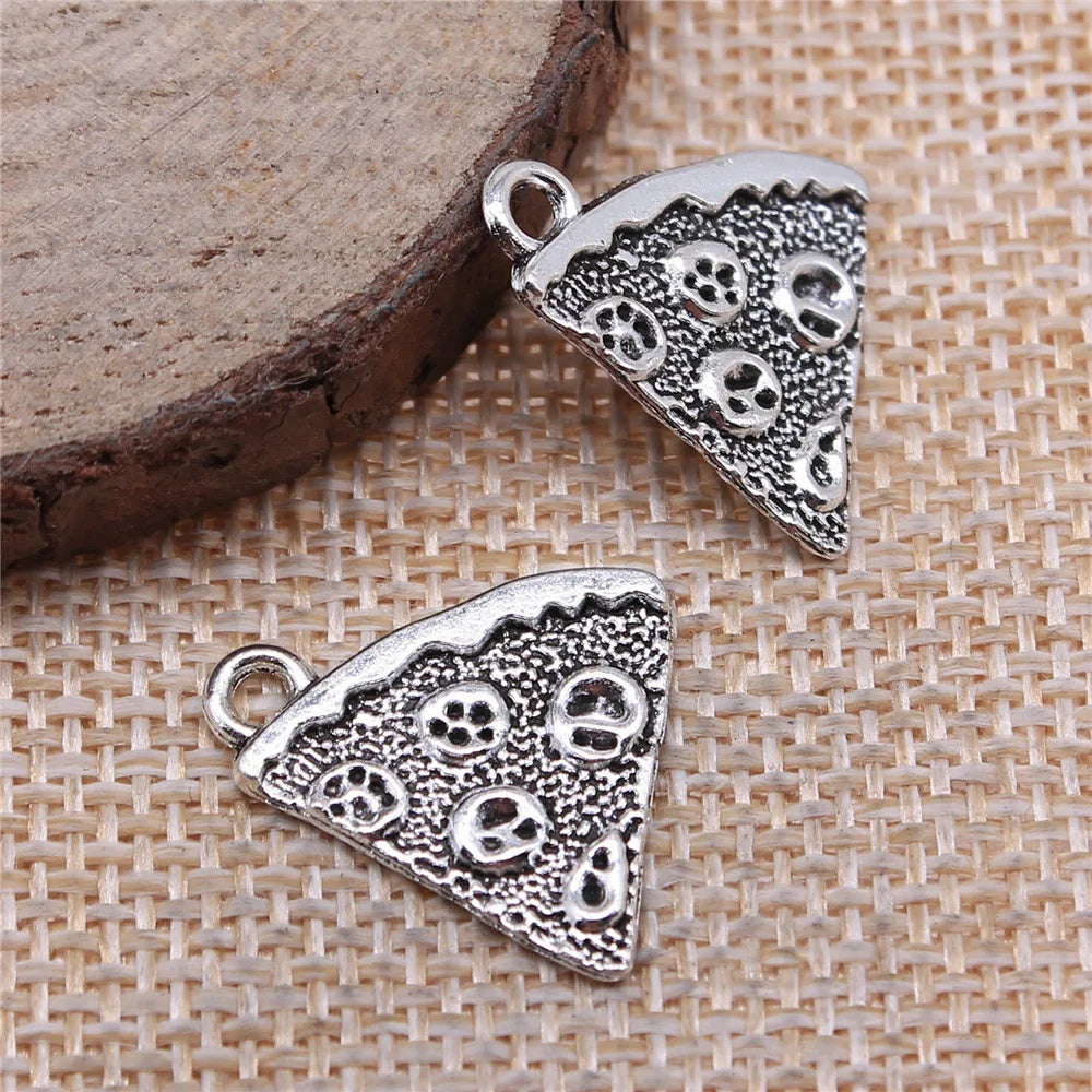 21x16mm 1.2g Multicolor Zinc Alloy Cookie Pizza Cake Charm Pendant for Food Theme DIY Jewelry Making