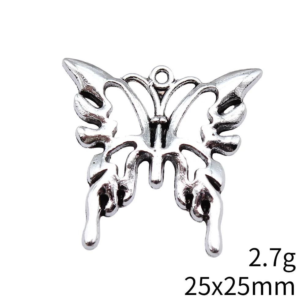 25x25mm 2.7g Multicolor Zinc Alloy Flame Butterfly Charm Pendant for DIY Necklace Bracelet Making