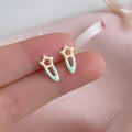 Cute Pink Enamel Painted Copper Geometric Stud Earrings For Women Daily Summer Jewelry