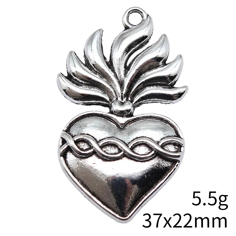 37x22mm 5.5g Antique Silver Zinc Alloy Gothic Heart Charm Pendant for DIY Necklace Bracelet Making