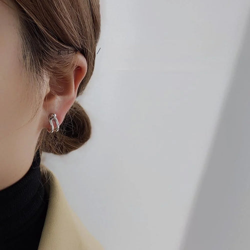 Real Gold Plated Alloy Geometric Circle Line Drop Earrings Korean Casual Minimalist