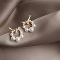 14K Plated Copper Zircon Pearl Geometric Rope Knot Stud Earrings For Women Luxury Minimalist