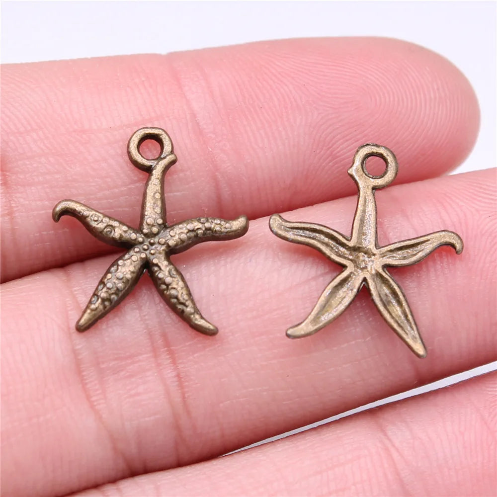 18mm 0.9g Antique Bronze Zinc Alloy Starfish Charm Pendant for DIY Necklace Bracelet Jewelry Making