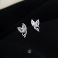 Purple Butterfly Micro Pave Zircon Copper Stud Earrings Elegant Minimalist Style