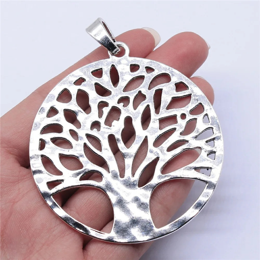 70x70mm 28g Antique Silver Zinc Alloy Tree of Life Charm Pendant for DIY Necklace Bracelet Making
