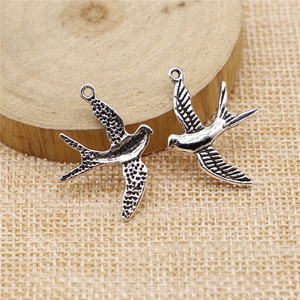 29x21mm 1.2g Multicolor Zinc Alloy Bird Charm Pendant for DIY Bracelet Necklace Jewelry Making