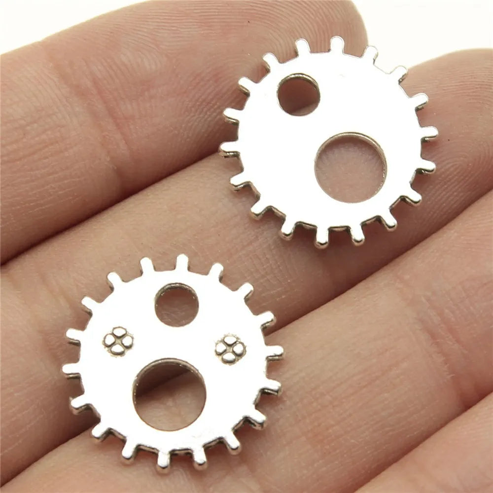 19x19mm 1.8g Multi-Color Zinc Alloy Gear Charm Pendant for Necklace Bracelet DIY Jewelry Making