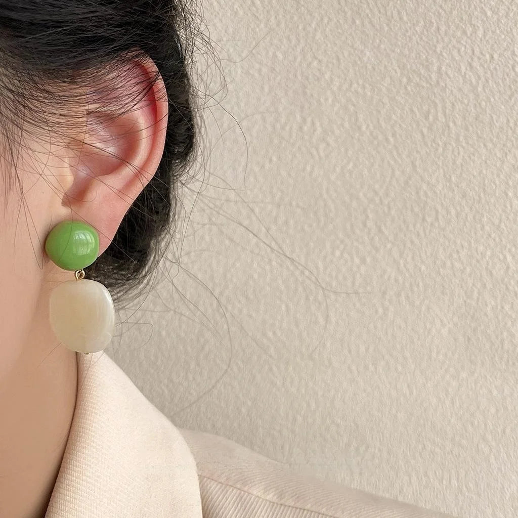 Milk Tea Apricot Acrylic Irregular Geometric Drop Earrings Fashion OL Original Design Jewelry