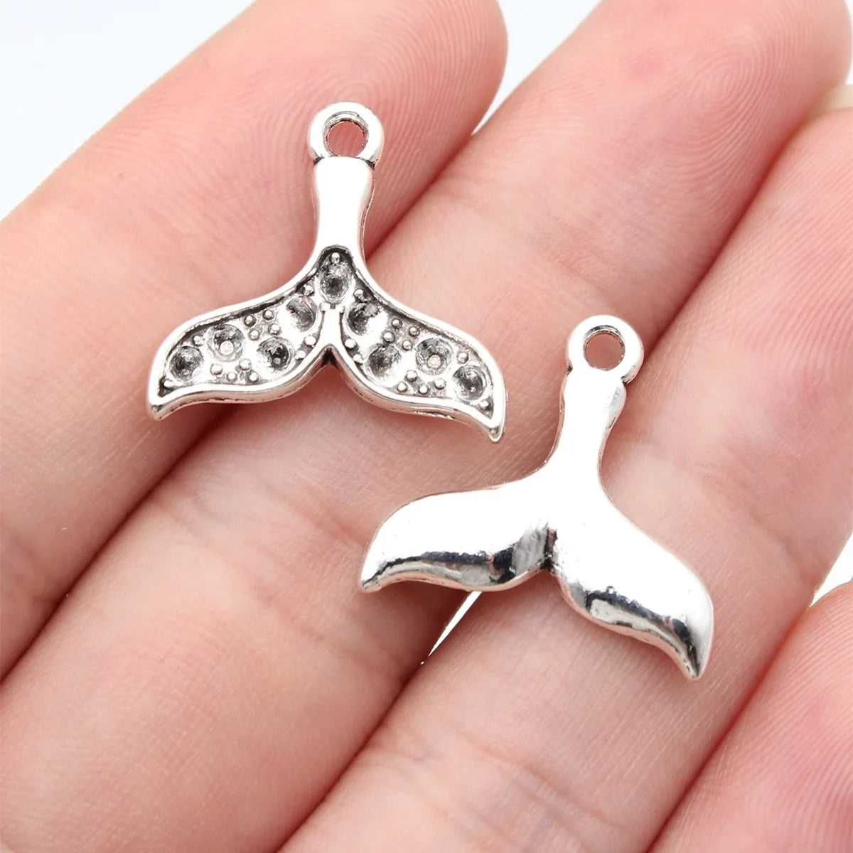 20x19mm 1.55g Antique Silver Zinc Alloy Fish Tail Charm Pendant for DIY Necklace Bracelet Making