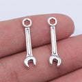 24x6mm 0.65g Antique Silver Zinc Alloy Wrench Charm Pendant for Tool Theme Bracelet Jewelry