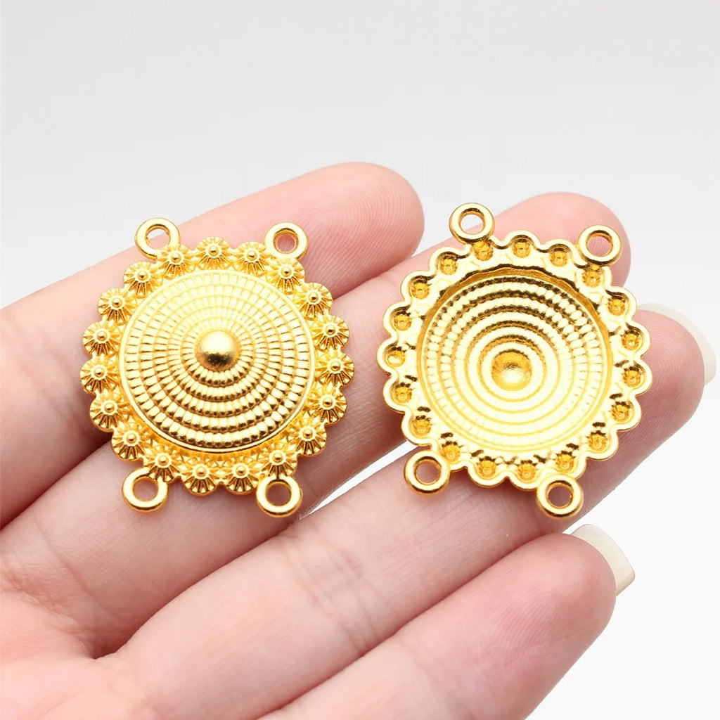 32x28mm 3.1g Multicolor Zinc Alloy Four-Hole Connector Charm for Body Chain Forehead Chain Making