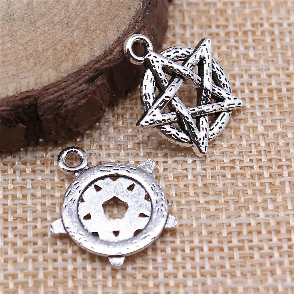 19x18mm 1.5g Antique Silver Zinc Alloy Pitted Five Point Star Charm Pendant for DIY Jewelry Making