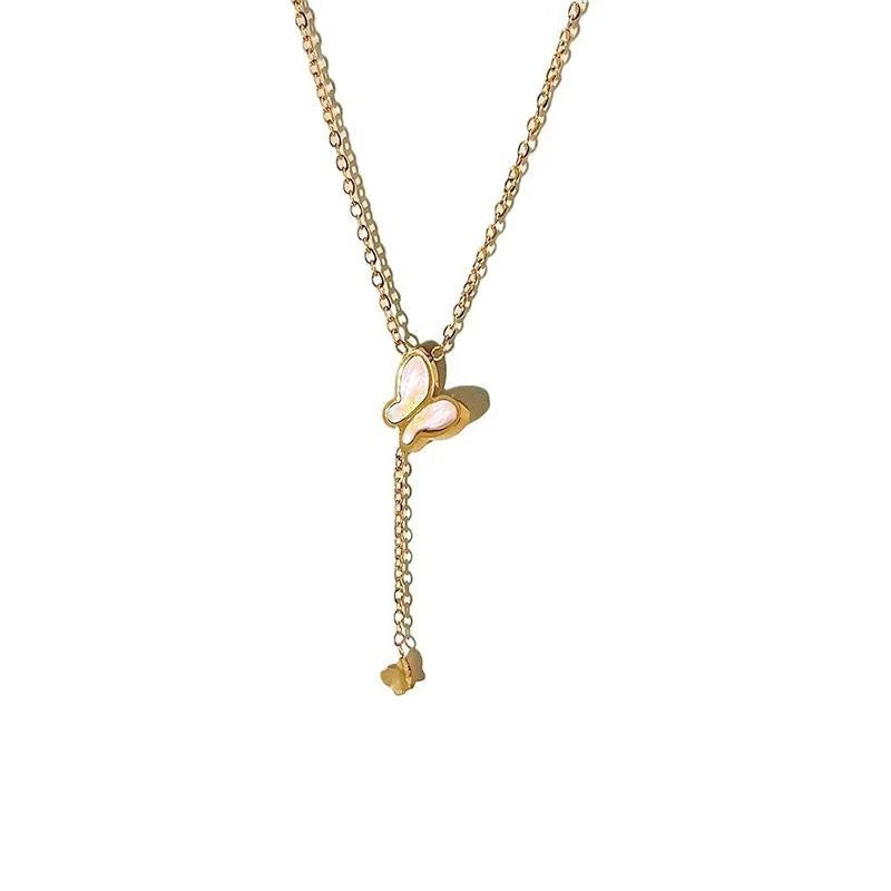 Shell Butterfly Pendant Necklace Sweet Minimalist Summer Elegant Collarbone Jewelry