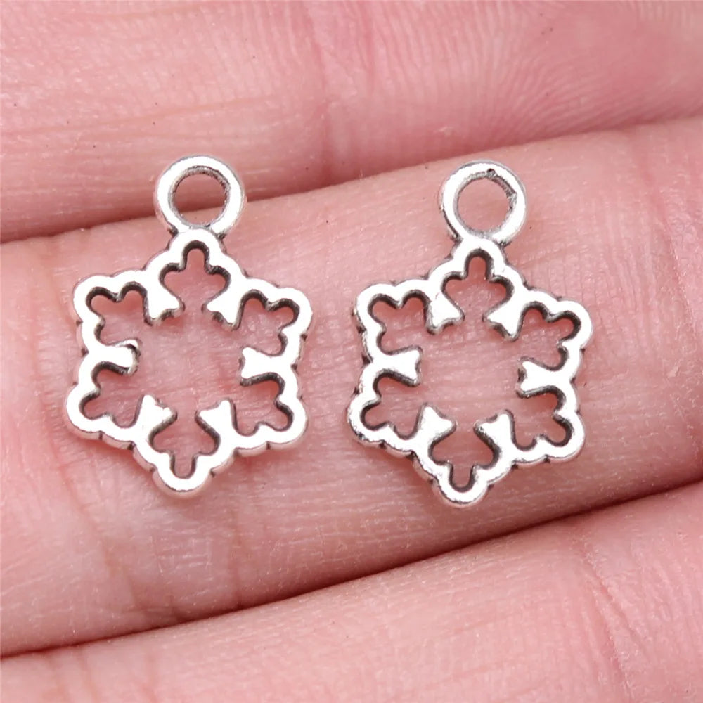 16x11mm 0.5g Antique Silver Zinc Alloy Snowflake Charm Pendant for Christmas Jewelry Making