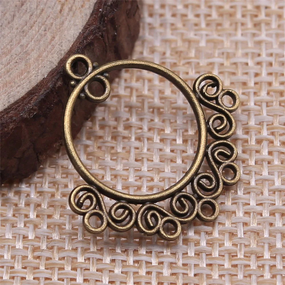 24x24mm 0.9g Multicolor Zinc Alloy Geometric Round Connector Charms for DIY Earrings and Bracelets
