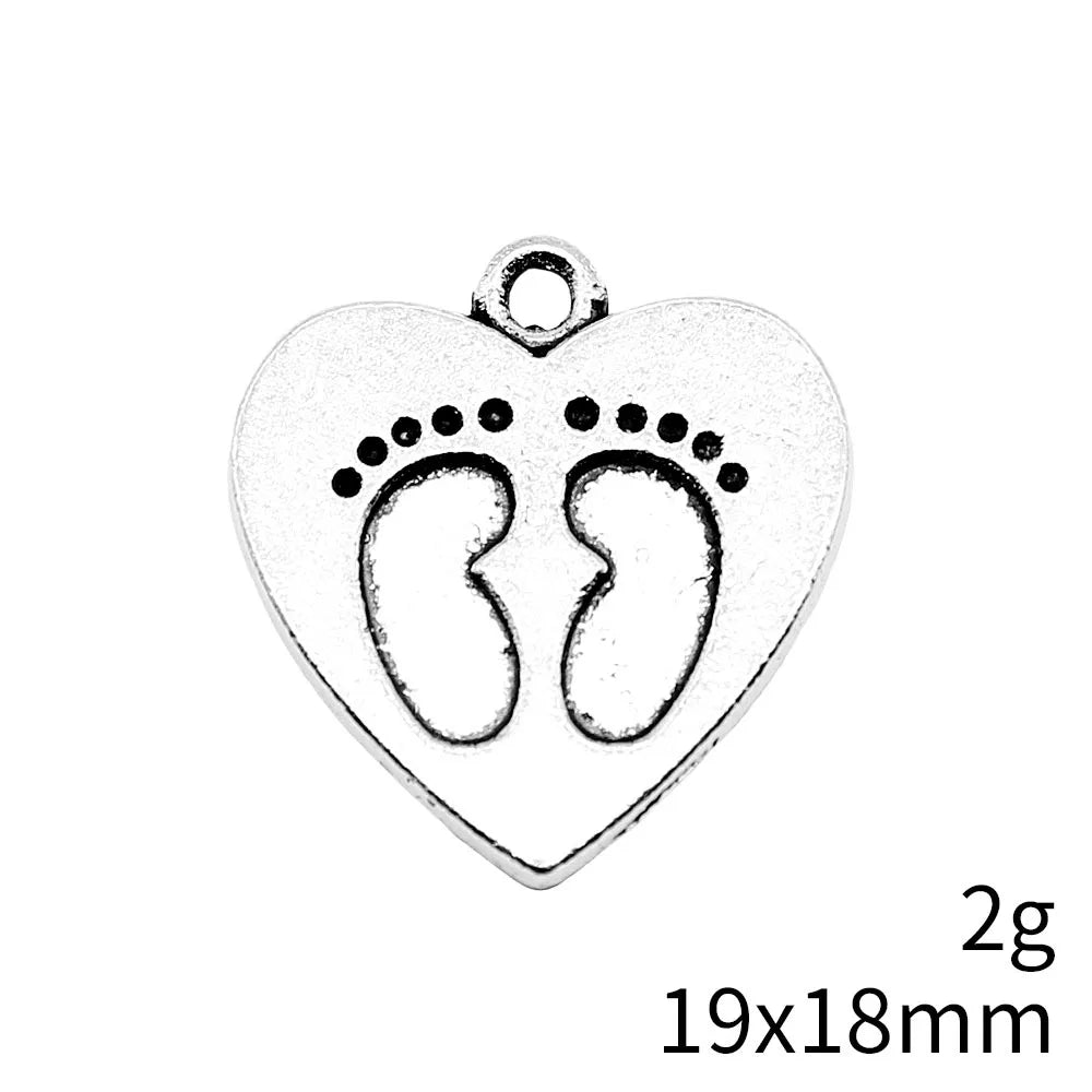19x18mm 2g Multi Color Zinc Alloy Baby Feet Charm Pendant for DIY Jewelry and Craft Accessories