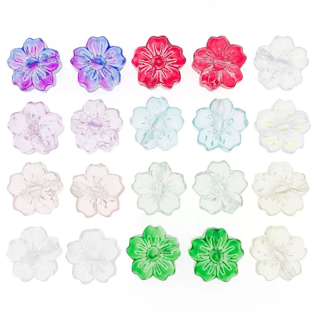 Glass Sakura Five Petal Flower Loose Beads for DIY Bracelet Necklace Jewelry Making