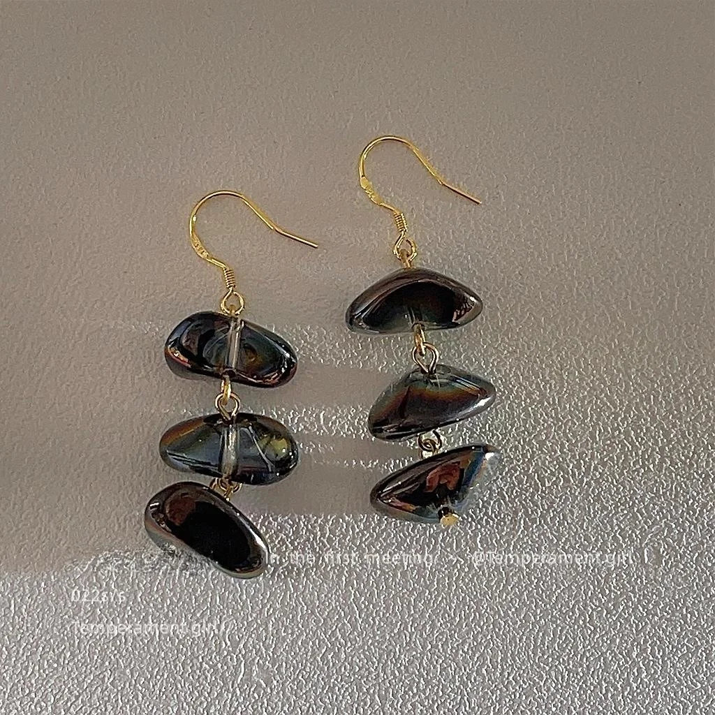 Original Design Silver Plated Copper Glass Crystal Geometric Tassel Drop Earrings