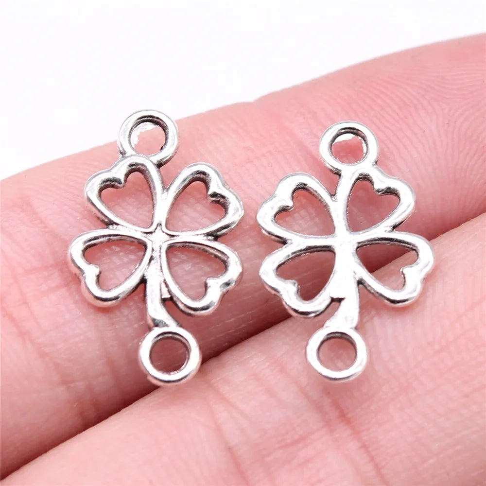 20x12mm 0.6g Multicolor Zinc Alloy Four Leaf Clover connector charm for DIY bracelet necklace making