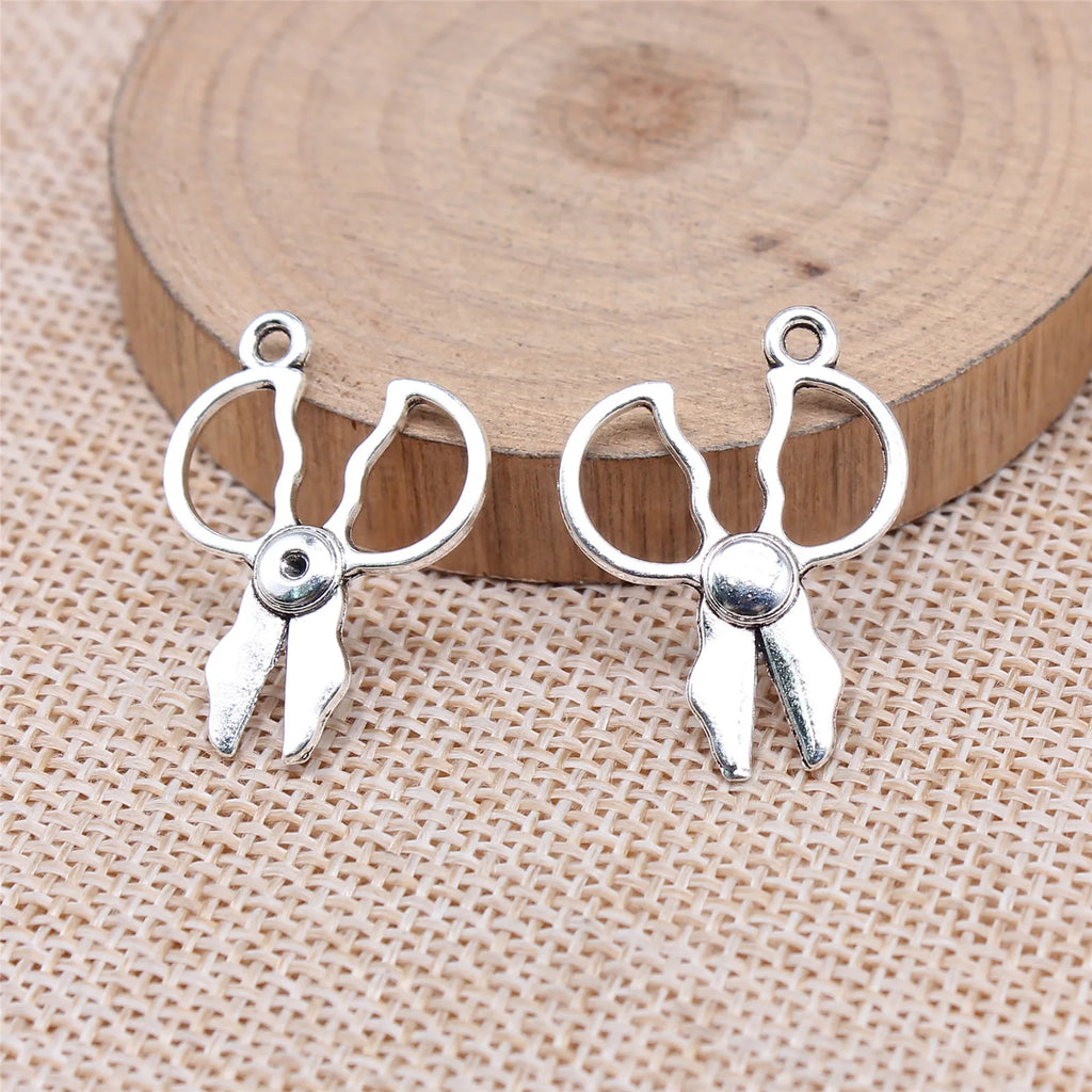 27x20mm 1.4g Antique Silver Zinc Alloy Scissors Charm Pendant for Necklace Bracelet DIY Jewelry Making
