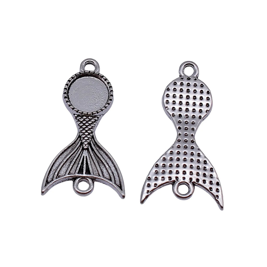 31x17mm 2.6g Antique Silver Zinc Alloy Mermaid Tail Connector Charm for DIY Bracelet Necklace Making