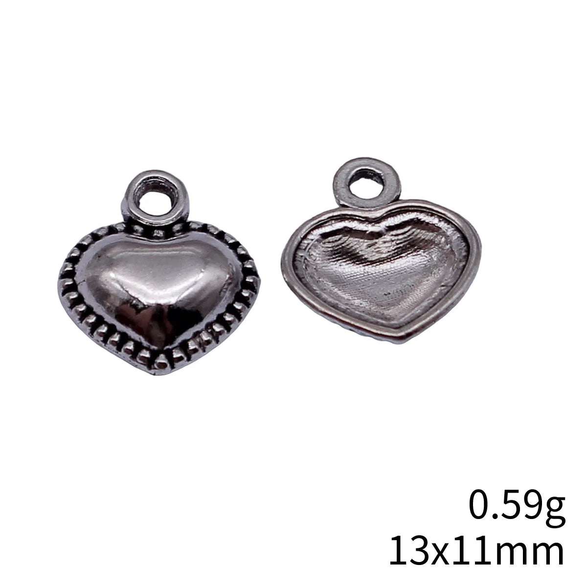 13x11mm 0.59g Antique Silver Zinc Alloy Heart Charm Pendant for DIY Bracelet Necklace Making