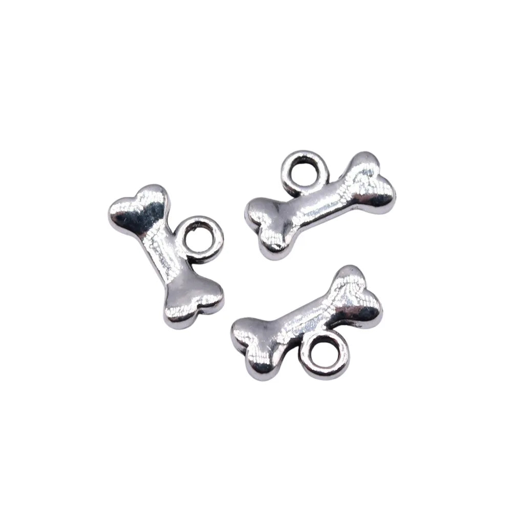 10x7mm 0.4g Multicolor Zinc Alloy Dog Bone Charm Pendant for DIY Pet Theme Bracelet Jewelry Making