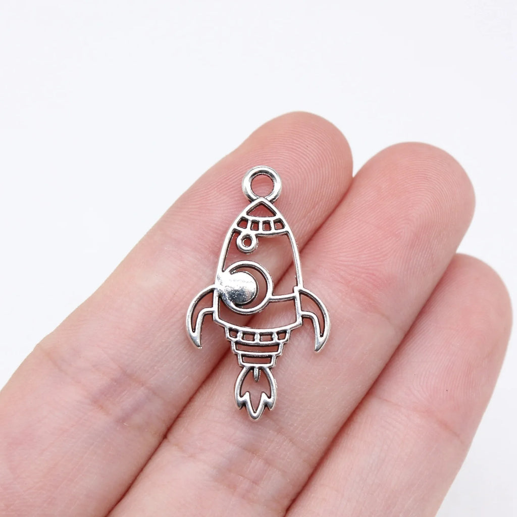 28x16mm 1g Antique Silver Zinc Alloy Rocket Charm Pendant for DIY Necklace Bracelet Jewelry Making