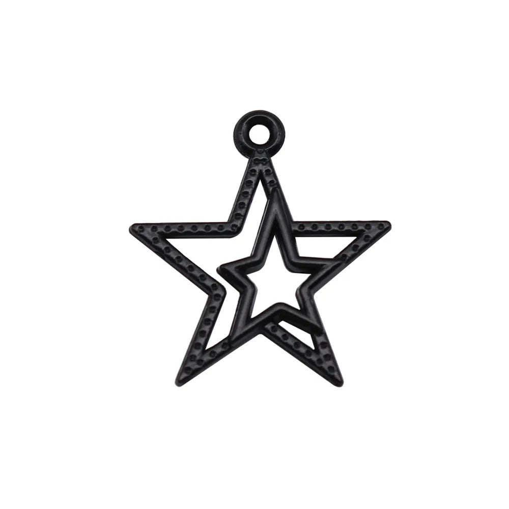 23x20mm 0.9g Black Electrophoretic Zinc Alloy Spider Star Charm Pendant for DIY Halloween Jewelry
