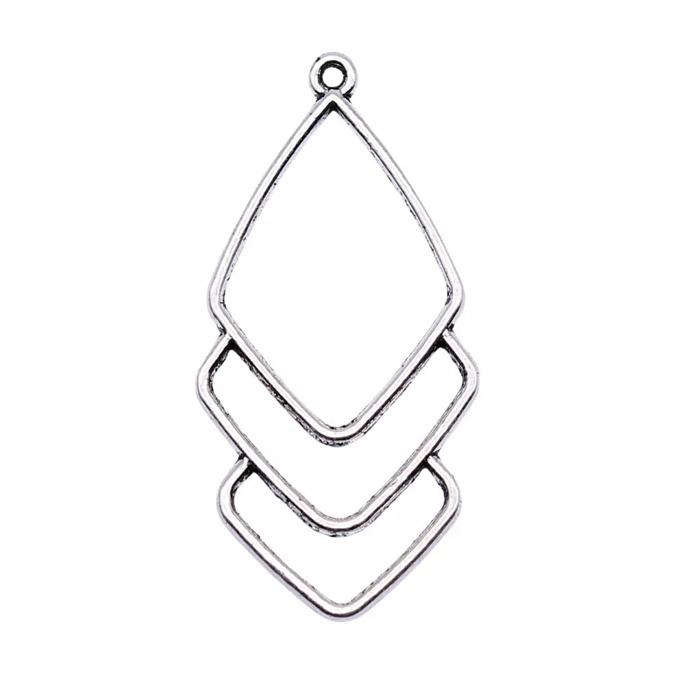 50x25mm 2.9g Multicolor Zinc Alloy Openwork Geometric Hollow Earring Charms for DIY Earrings Making