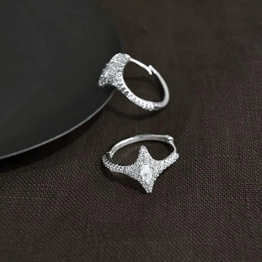 Micro Pave Zircon Star Stud Earrings Copper Minimalist Chic Commuter Fashion Jewelry