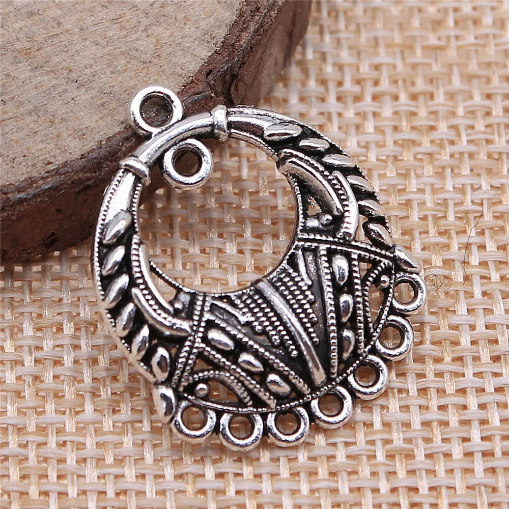 27x21mm 2.5g Multicolor Zinc Alloy Round Multi Hole Earring Connector Charms for DIY Earring Making
