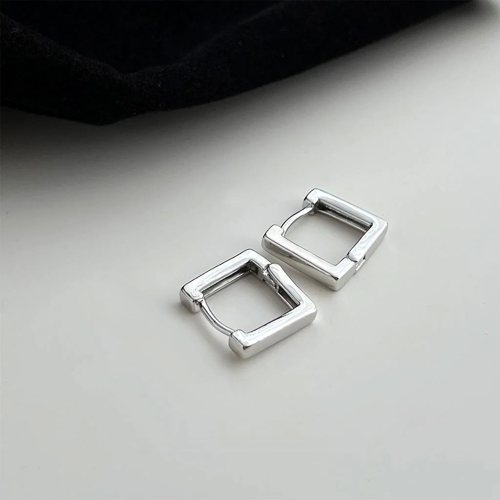 Minimalist Copper Square Geometric Stud Earrings Hollow Line Smooth High-End Commuter Jewelry