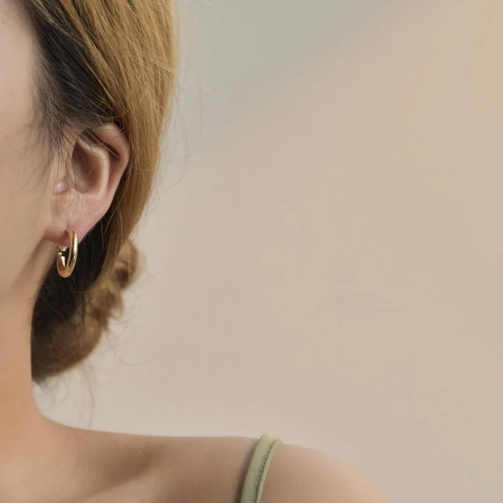 Korean Minimalist Metal S Shape Small Hoop Earrings With Silver Plated Pins