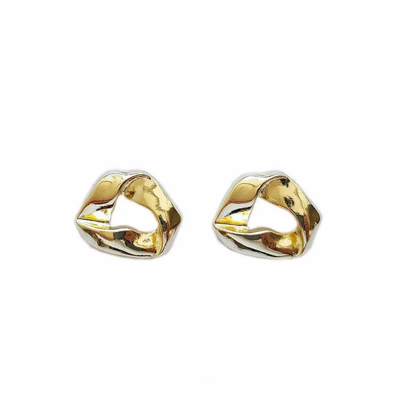 14K Plated Alloy Geometric Square Stud Earrings Minimalist Luxury Jewelry