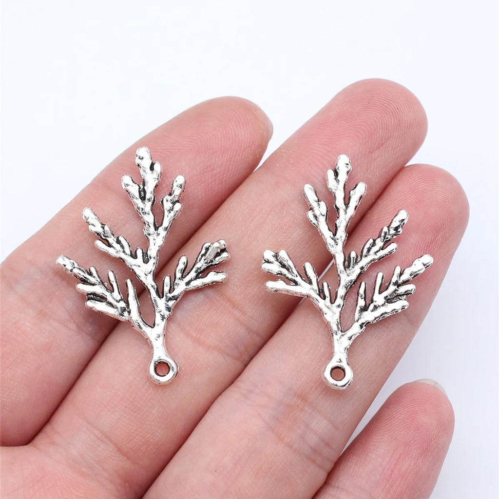 34x23mm 1.6g Multicolor Zinc Alloy Cypress Leaf Charm Pendant for DIY Necklace and Bracelet Making